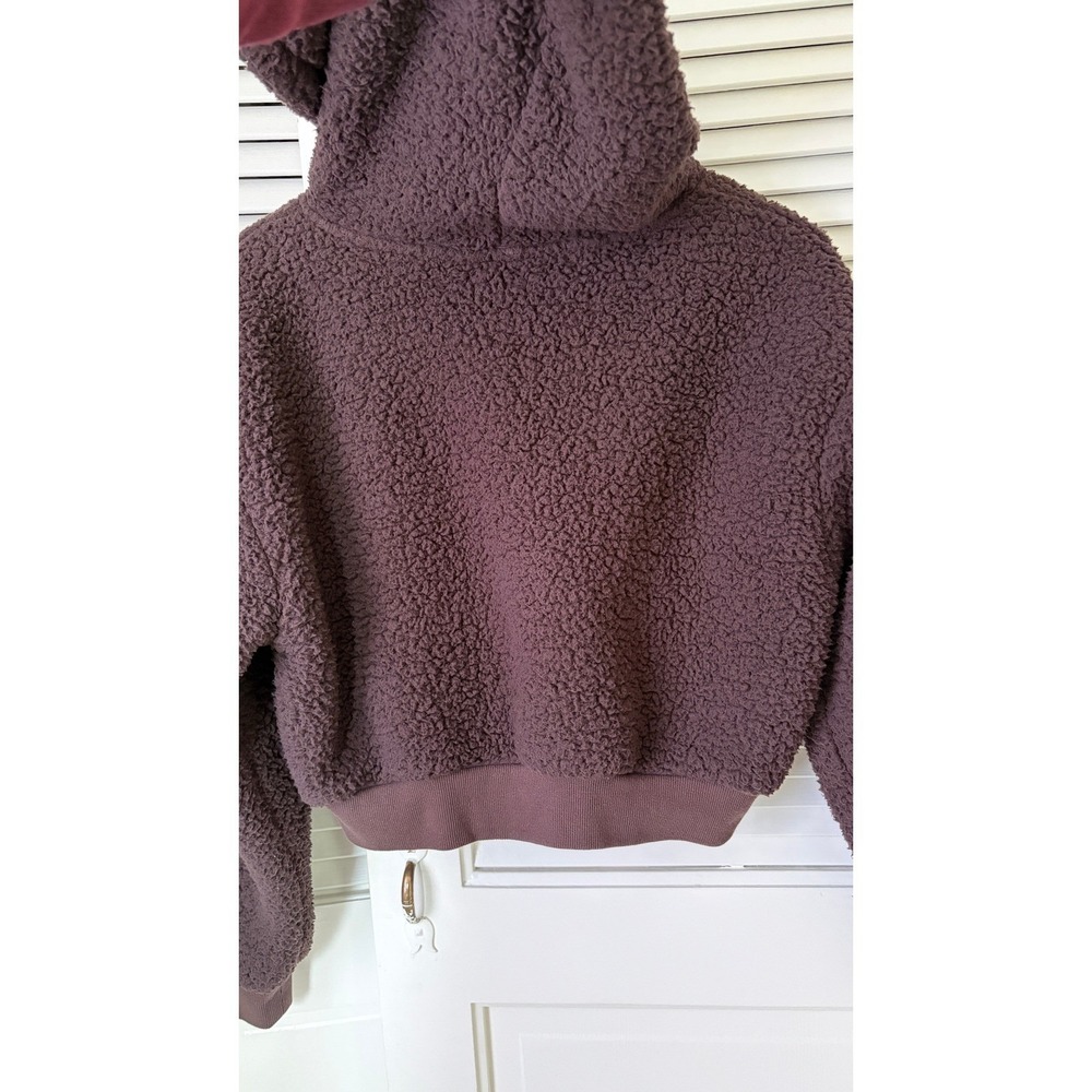SKIMS Teddy Zip Up Hoodie Espresso Brown Cropped Fleece XS Jacket - Picture 7 of 10